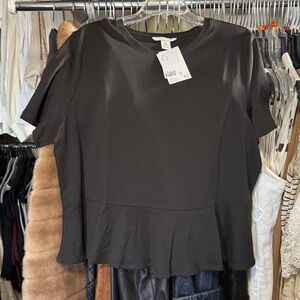 H&M Black Short Sleeve Peplum Top